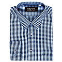Men's Long Sleeve Solid Point Collar Gingham Dress Shirt (QRJ002-3) -Free Shipping by Air Mail