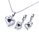 bianco + orecchino della pietra preziosa cuore oro ciondolo zircone set (gg1202) (a partire da 6 unità)
