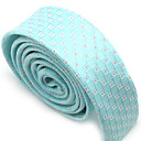 Light Blue Narrow Gingham Check Tie With Red Dots (QRJ033) -Free Shipping by Air Mail