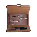 5piece lujo de manicura / pedicura kit caso de cuero rojo (gzdz046)