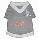 la mode "l'amour" chien de t-shirt avec des fleurs brodées (bv092) (à partir de 10 uni