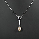 Pink 7.5 - 8mm A Pearl Pendant Necklace with 16" Silver Chain (Start From 5 Units) Free Shipping