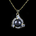 Unique Gold Plated Black AA FW Pearl Pendant Necklace (LQS034) (Start From 3 Units) Free Shipping