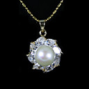 moda banhado a ouro branco pérola fw aa colar pendente lqs032