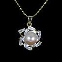 Gold Plated Lavender AA Freshwater Pearl Pendant Necklace LQS027