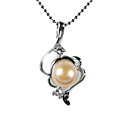 Silver Plated Pink AA FW Pearl Pendant Necklace (LQS074)
