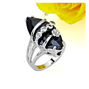 olivary zircon cubique anneau sur plaqué rhodium - cz ring rmy2-0006 noir (szy088)