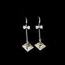 dangle boucle d'oreille en argent sterling avec des cubes de haute qualité zircon q-2062-champagne (szy163)