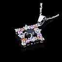 Platinum Colorful Cubic Zirconia Necklace - CZ Necklace Black PYX3-0003 (SZY279)