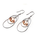 Sterling Silver Double Oval Link Champagne CZ Hook Earring - Sterling Silver Earring 10341 (SZY562)