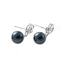 Black Shell Pearl Earring Stud - Sterling Silver Earring 7665 (SZY596)