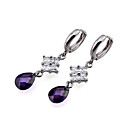 Elegant Pink Cubic Zirconia Drop Earring - Cubic Zirconia Earring EZF2 - 0012 Purple (SZY678)