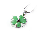 jade bloem in cirkel hanger-sterling zilveren ketting 7852 (szy822)