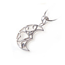 Moon Face Cubic Zirconia Pendant - Sterling Silver Necklace 9654 (SZY770)