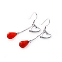 Heart Shape Agate Drop Earring - Sterling Silver Earring 8530 (SZY583)