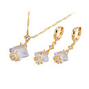 Square Faceted Cubic Zirconia Earring And Necklace Set - CZ Jewelry Set SZF-0040 (SZY1184)