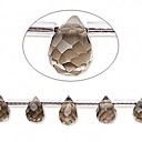 Bead, smoky quartz (irradiated/heated), 9x6mm faceted teardrop. Sold per 16-inch strand (BEGB3710)
