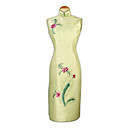 Mandarin Collar Sleeveless Knee-length Phenix Flower Silk Cheongsam / Qipao / Chinese Dress HGQP069