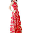 Stand-up Collar Sleeveless Ankle-length Brocade Cheongsam / Qipao / Chinese Dress (HGQP122)