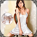 blanco satinado de una sola pieza camisón babydoll lencería b604233