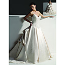 Ball Gown V-neck Chapel Train Satin Wedding Dresses for Bride (HSX117)