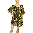 Beauty Face Print Silk Tunic Dress (0546089)