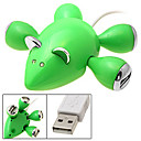 4 port groene muis USB-hub met LED-licht voor pc laptop (ceg064)