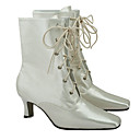 Top-Qualität Satin oberen Mittelklasse Ferse geschlossene Zehen Hochzeit Stiefel / Schuhe Hochzeit (mb-028) auch andere Farben
