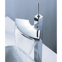 Single Handle Chrome Water-fall Bathroom Sink Faucet (Cold and Hot Switch) (0743-J-FL1009+10CN)