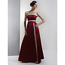 A-line Strapless Empire Floor-length Satin Bridesmaid/ Wedding Party Dress