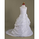 A-line Spaghetti Straps Court Train Organza And Satin Flower Girl Dress
