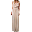 Sleeveless Round Neckline Gathered Women's Dresses(18010BC218-0851)