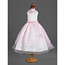 Ball Gown Jewel Tea-length Organza Over Satin Flower Girl Dress