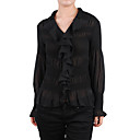 lange mouwen franje handgemaakte verzameld microfold stoffen splicing vrouwen shirts (4201bc002-0858)