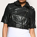 Half Sleeves Lapel Shortline Fake Leather Women's Coats(0102bc018-0497)