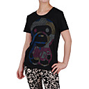 Cartoon cuentas patrones de manga corta cuello redondo de la mujer t-shirts (8502bc002-0854)