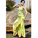 Sheath/ Column One Shoulder Floor-length Sleeveless Elastic silk-like satin Quick Delivery Dress (OFGH0295)