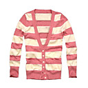 Wool Long Sleeves Stripes V Neckline Women's Cardigans(1001BB003-0739)