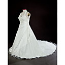 A-line Halter Court Train Satin Organza Plus Size Wedding Dress