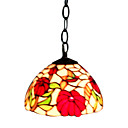 Red Rose Floral Tiffany Mini Pendant Light (0864-HZ0891)