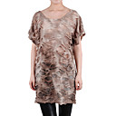 tintura scollatura rotonda buco maniche corte sciolto tunica magliette / vestiti delle donne (8502bd008-0736)