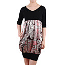 100% Silk Fabric Splicing Half Sleeves Printed Dresses / Women's Dresses (1801BD031-0736)