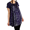 Flower Printed Frills Short Sleeves Round NecklineMaternity Dress /  Maternity Wear (FF-4202BE307-0736)
