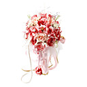 Elegant Red/ Pink Round Wedding Bouquet/ Bridal Bouquet With Chiffon Beads Decoration