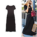 FASHION IDOL Style / Short Sleeves Round Neckline Longline Dress / Women's Dresses (FF-1801BF027-0851)