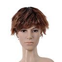 Short Curly Brown Side Bang Men Hair Wig