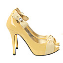 Top Quality Real Leather Upper High Heels Platform With Movable Bowknot/Rhinestone Fashion Shoe (0985-K894)