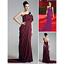 Lindsay Price Trumpet/ Mermaid One Shoulder Court Train Chiffon Elastic Woven Satin Emmy/ Evening Dress (FSD0362)