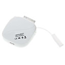 800mAh USB Rechargeable External Battery Pack with Retractable USB Cable for iPhone 4 - White