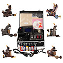 Top-Qualität Damaskus handgefertigten 6 Tattoo Maschinen-Kit mit überlegener führte Stromversorgung (ly107)